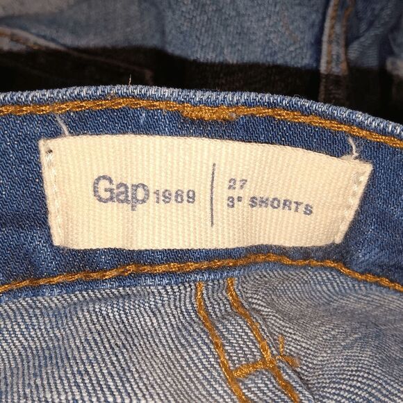 Gap 1969 Denim 3" Shorts Sz 27 Cut Off Blue Jeans - Picture 4 of 5